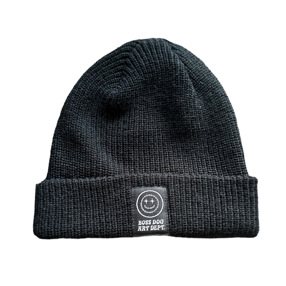 Boss dog  logo label black beanie